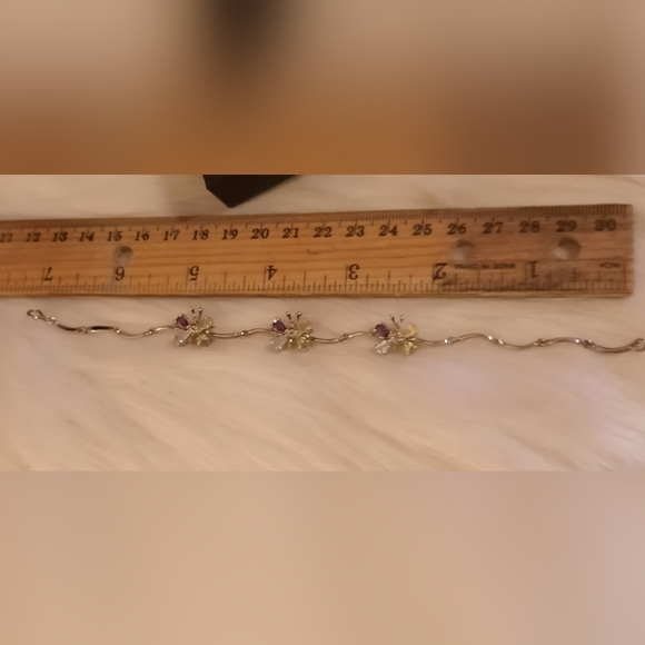 925 signed Prongset gemstone Sterling butterfly genuine Silver bracelet 7in Gift - Picture 16 of 16